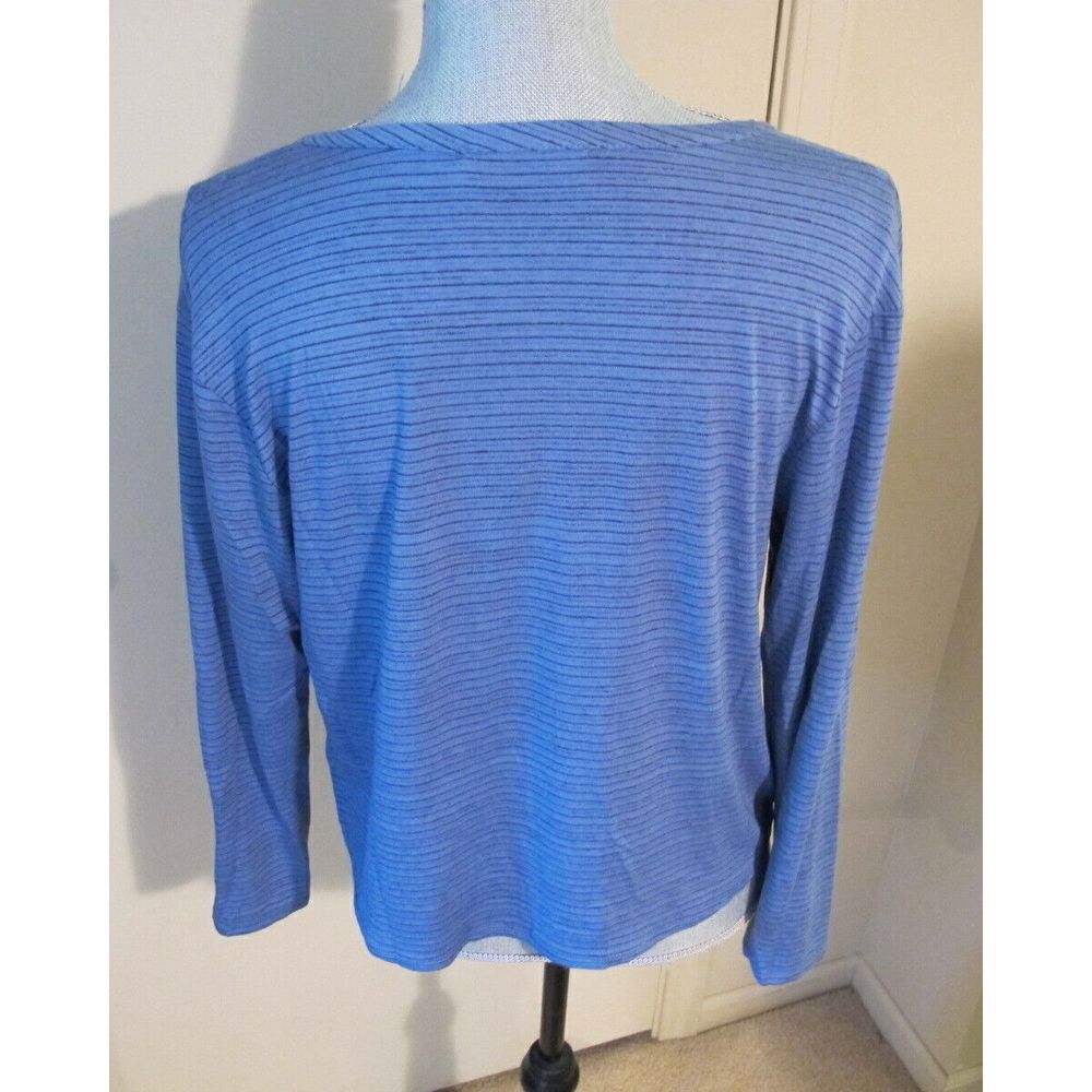 Women's Small EVERLEIGH Striped Button Front Tie Long Sleeve Top - NWT‎ - Picture 4 of 6